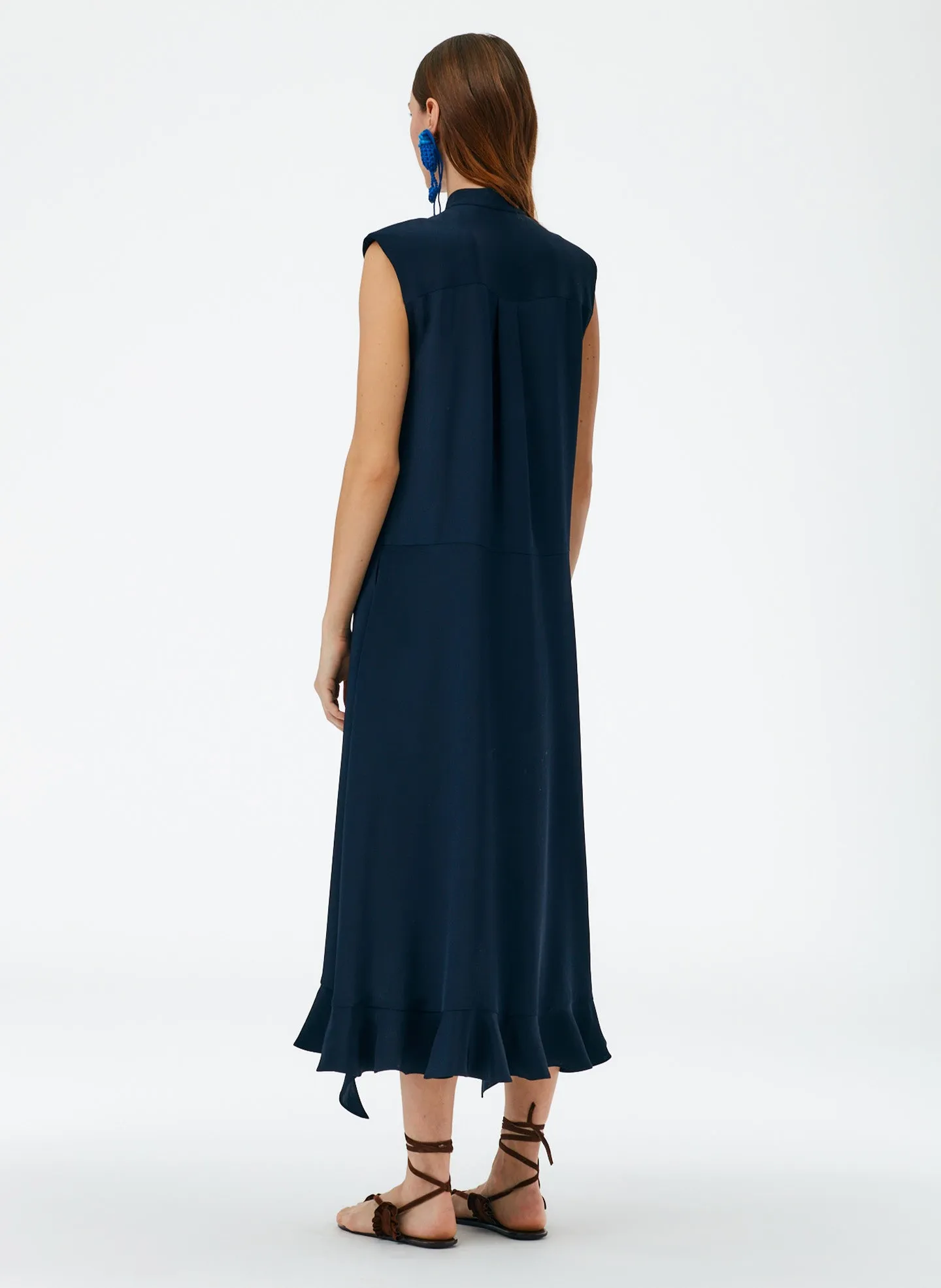 Eco Silk Detached Ruffle Shirt Dress