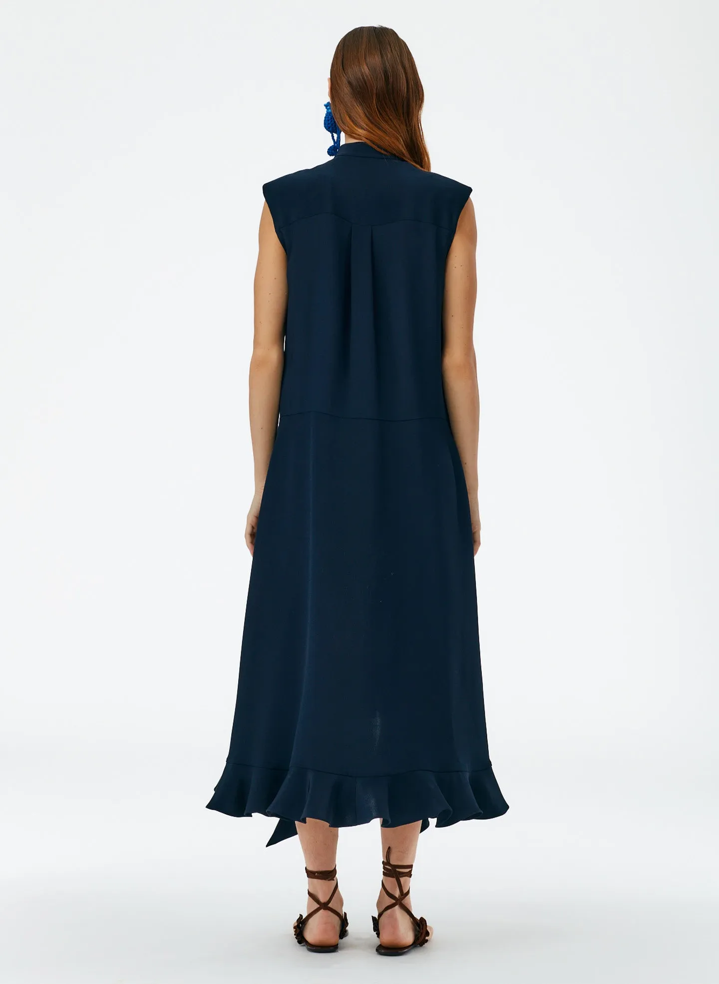 Eco Silk Detached Ruffle Shirt Dress