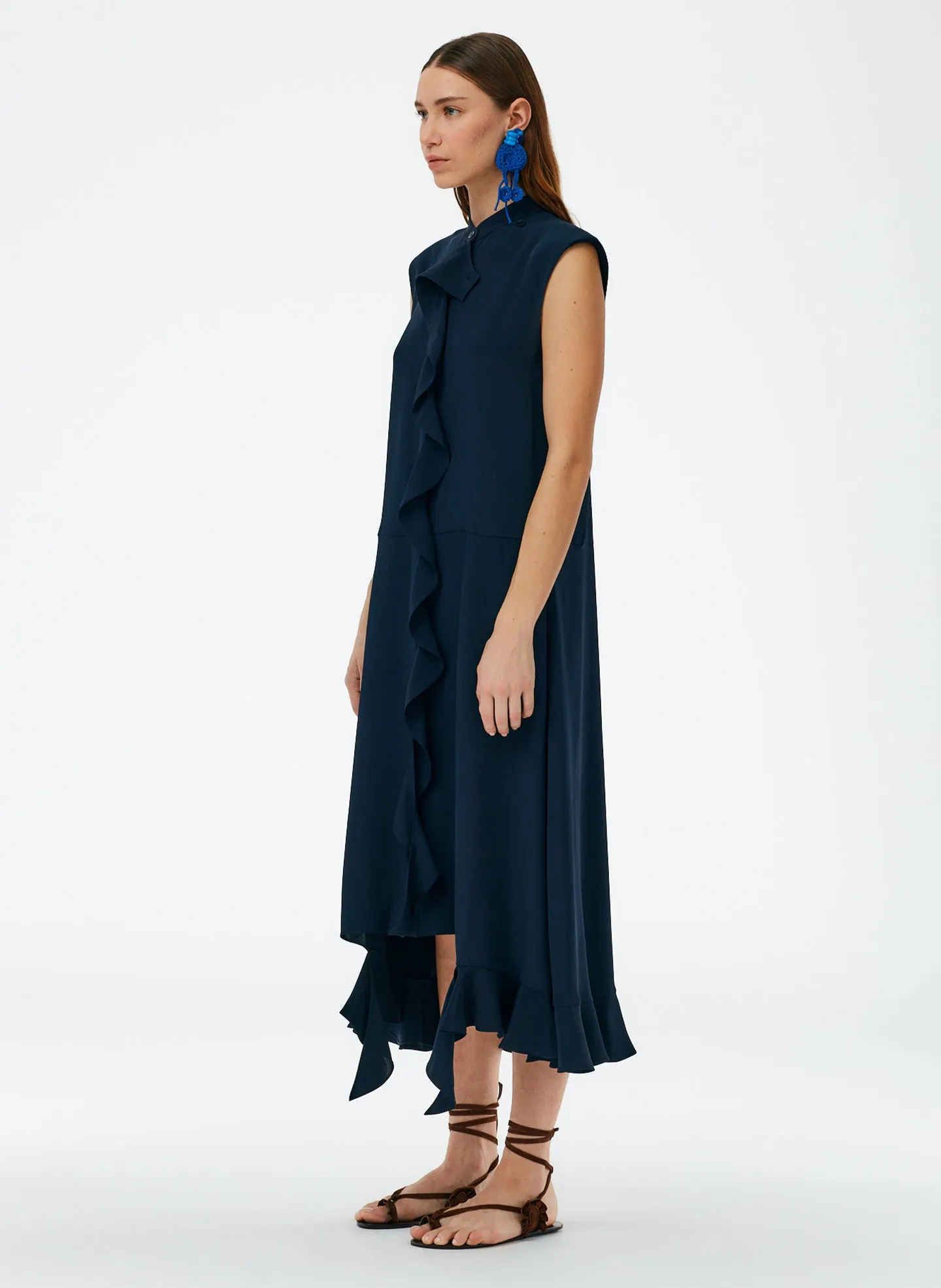 Eco Silk Detached Ruffle Shirt Dress