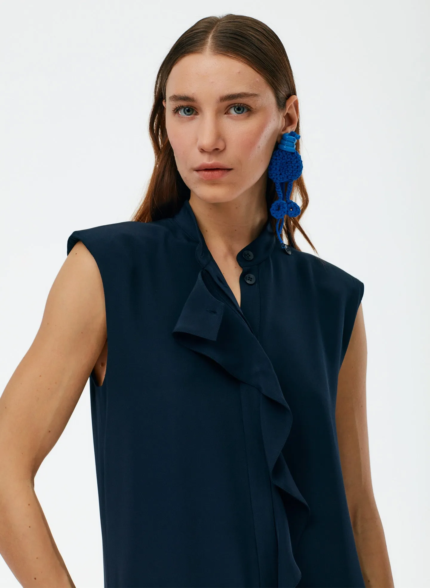 Eco Silk Detached Ruffle Shirt Dress