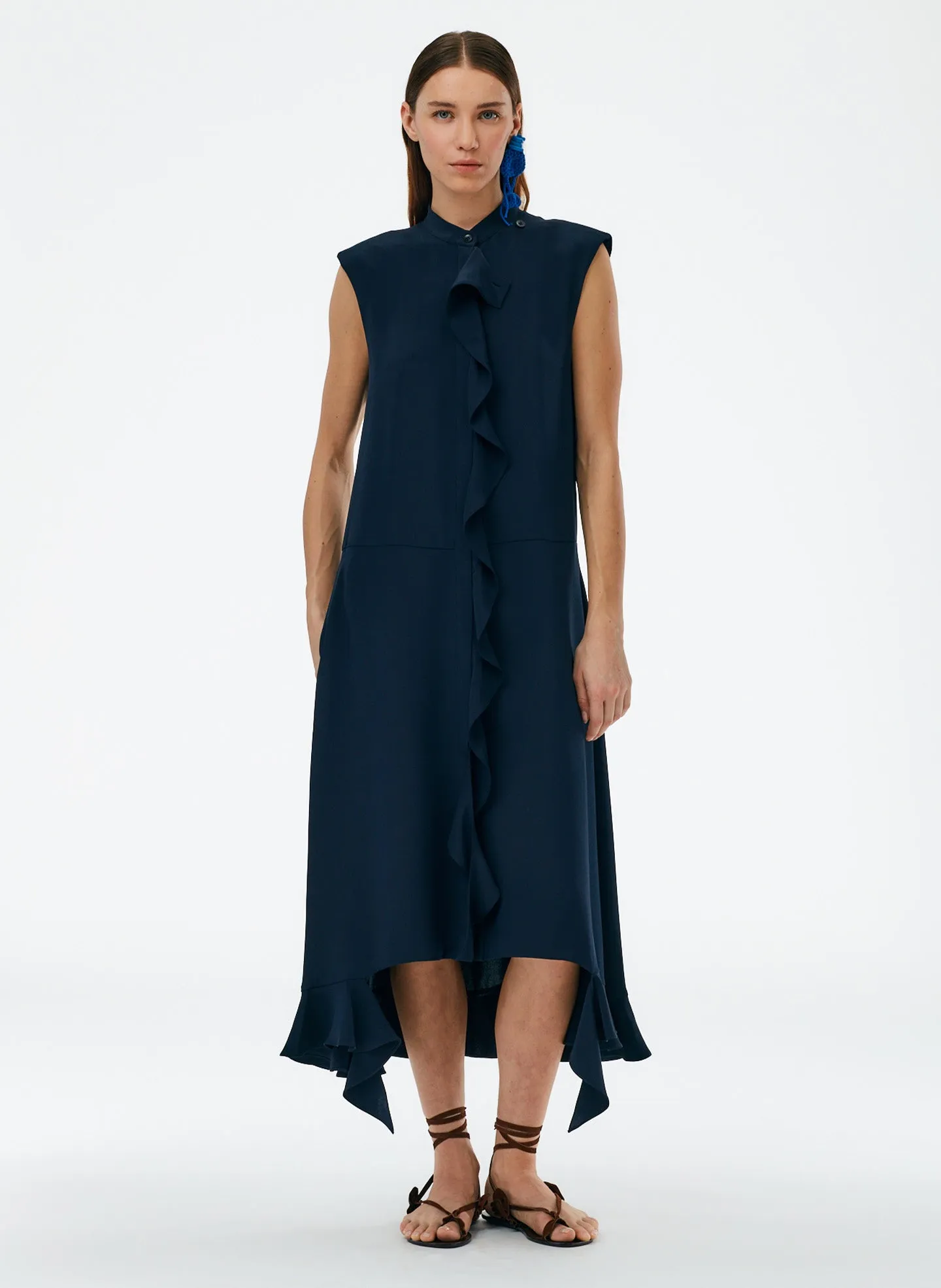 Eco Silk Detached Ruffle Shirt Dress
