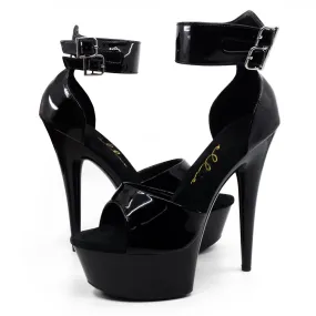 Ellie Shoes Aliya 6" Stiletto Double Ankle Cuff Platform Sandal