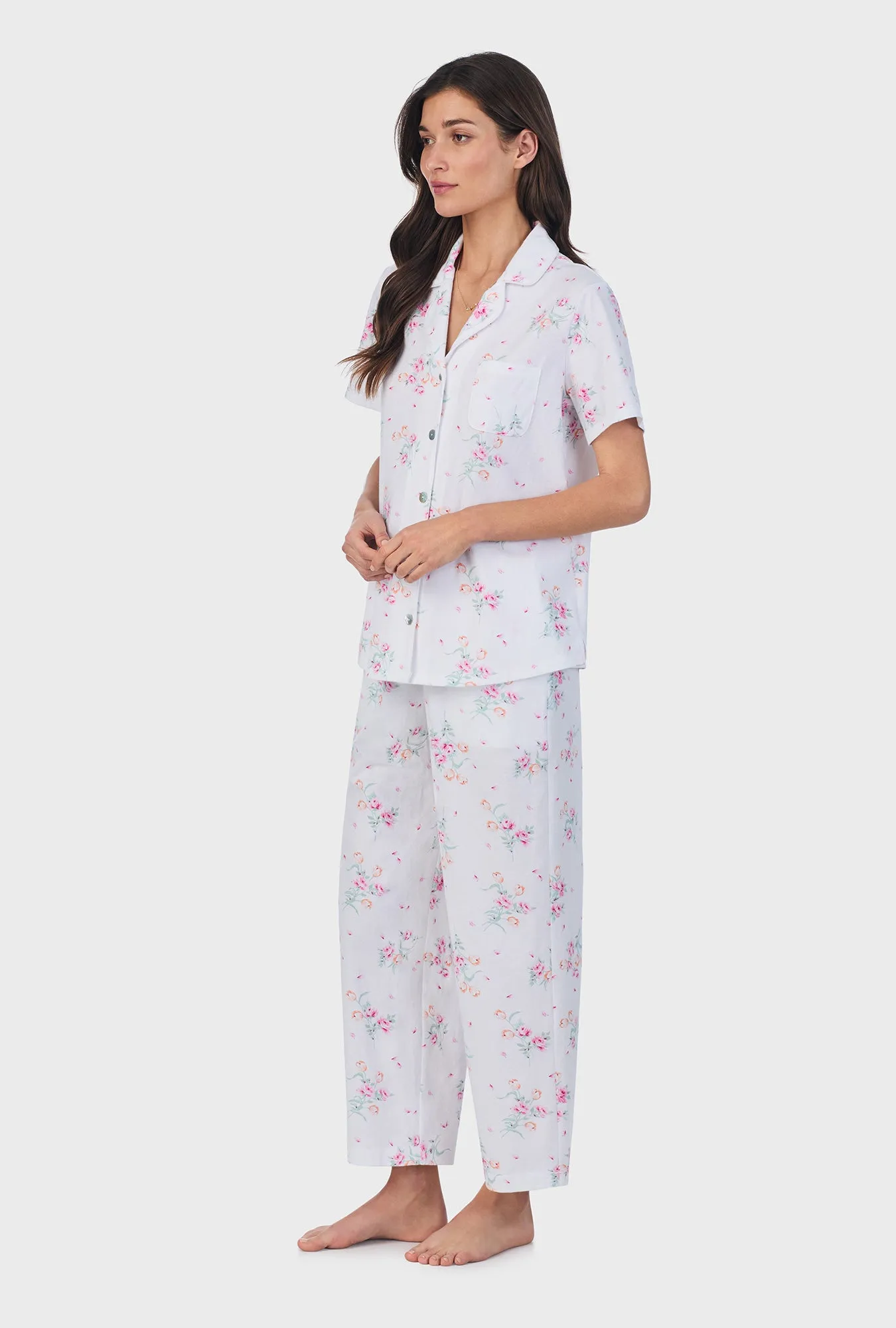 Floral Bouquet Cotton Capri Pajama Set