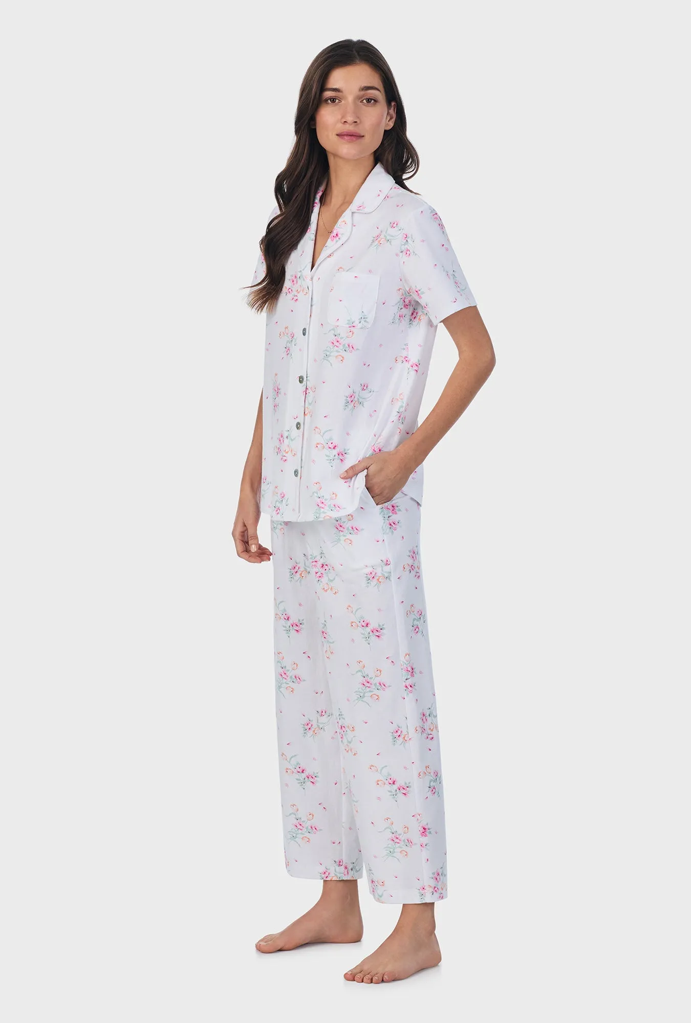 Floral Bouquet Cotton Capri Pajama Set