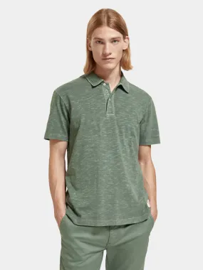Garment-dyed jersey polo shirt
