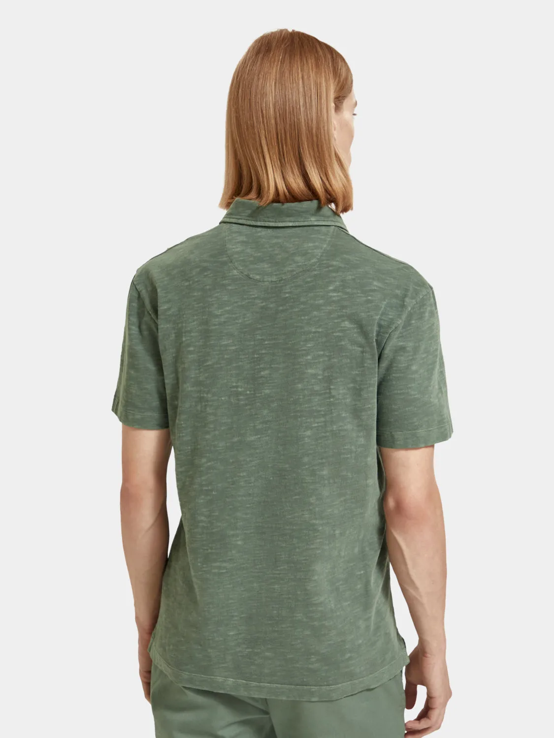 Garment-dyed jersey polo shirt