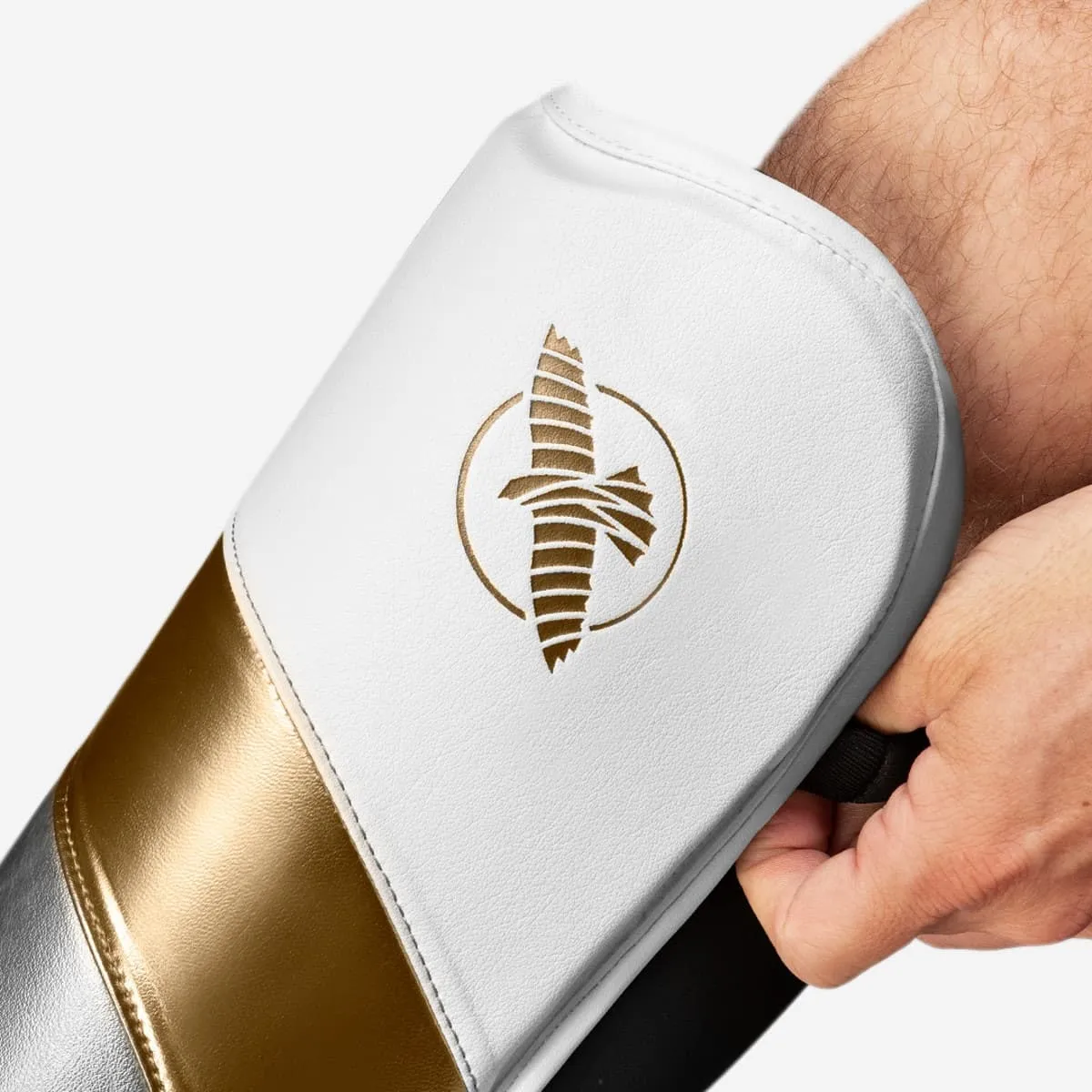 HAYABUSA T3 FULL SHIN GUARDS - WHITE/GOLD