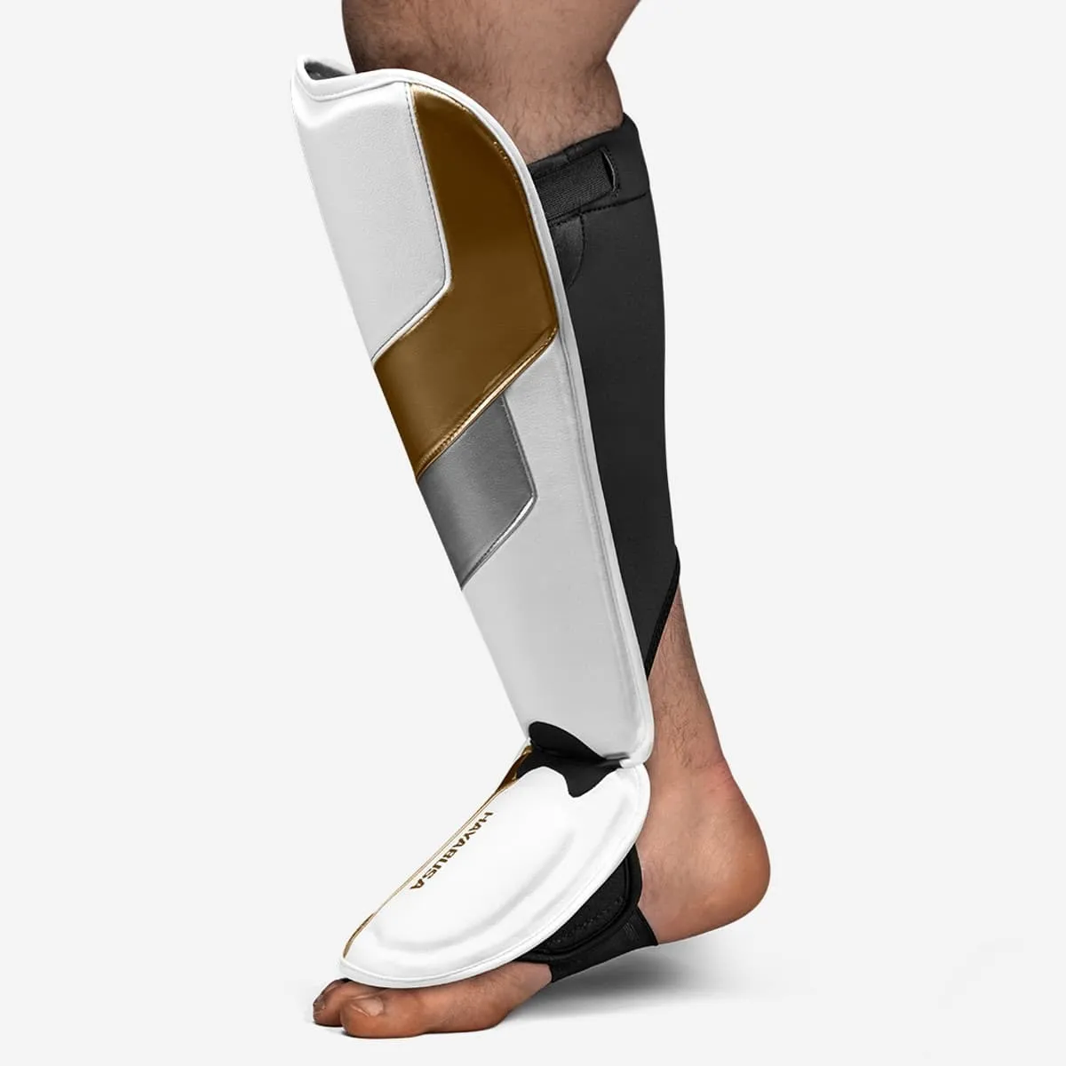 HAYABUSA T3 FULL SHIN GUARDS - WHITE/GOLD