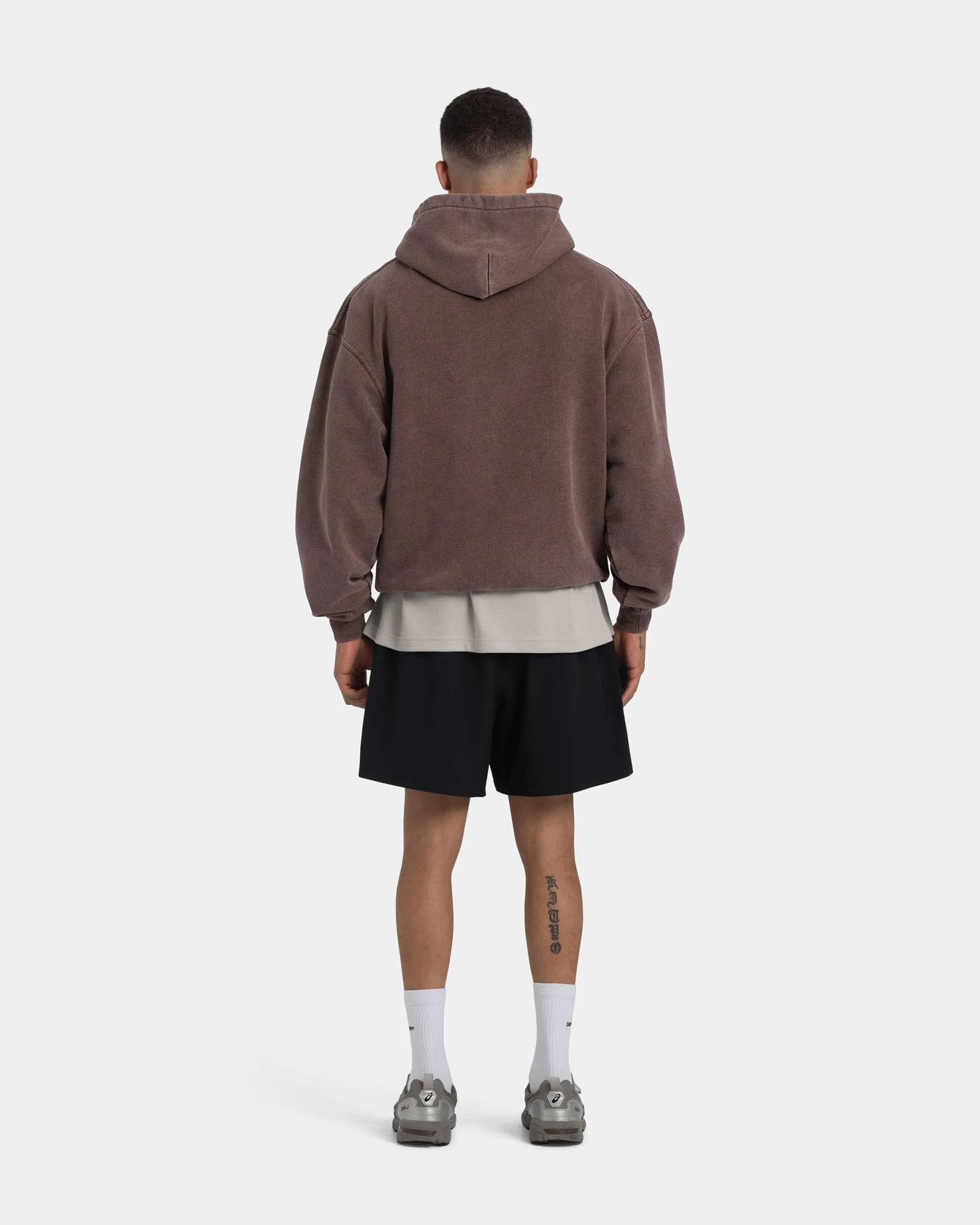 Hoodie Oversize, Men - Acid wash (Chicory Coffee)