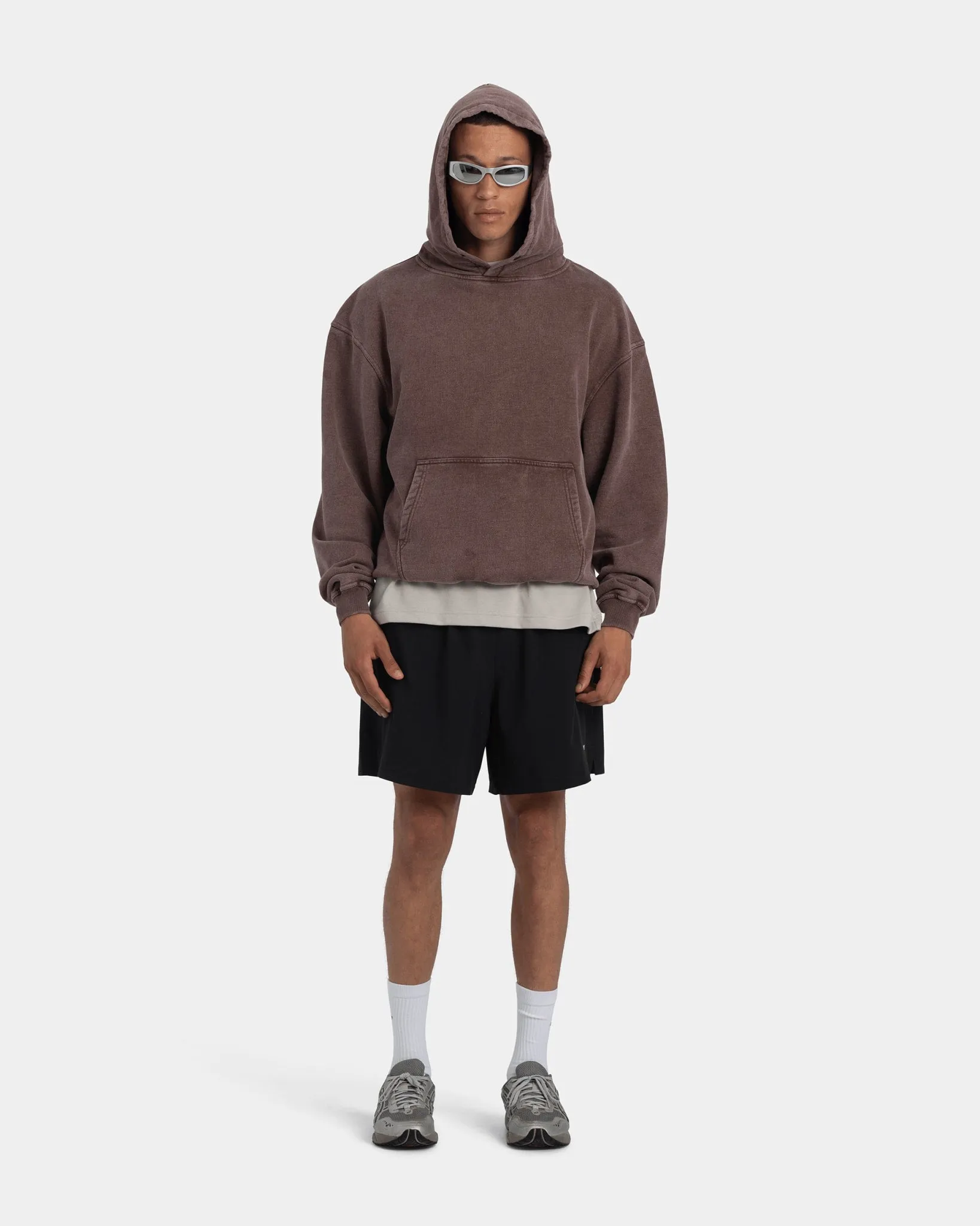 Hoodie Oversize, Men - Acid wash (Chicory Coffee)