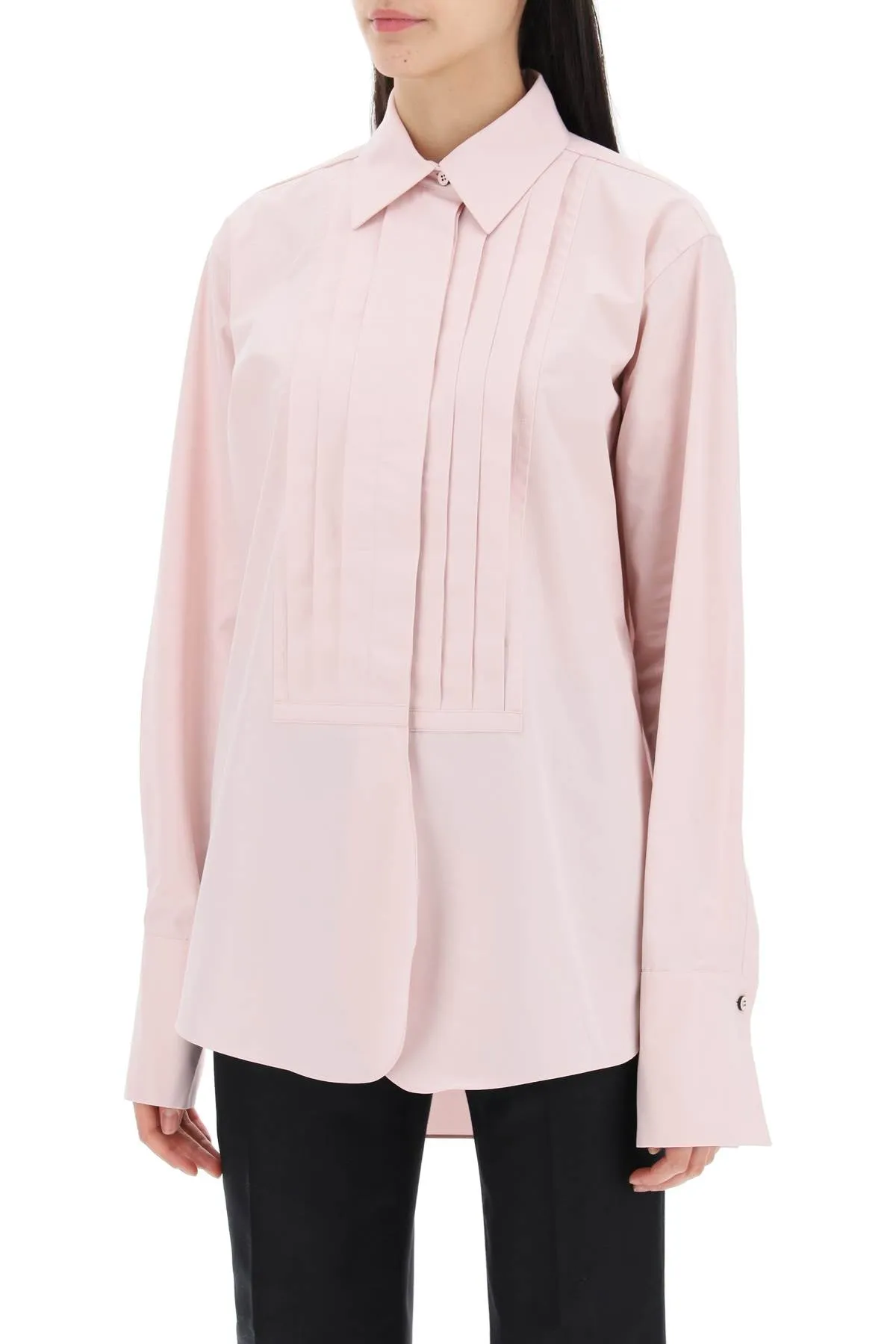JIL SANDER pleated bib shirt with