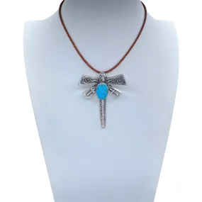 KINGMAN TURQUOISE NAVAJO SILVER DRAGONFLY PENDANT