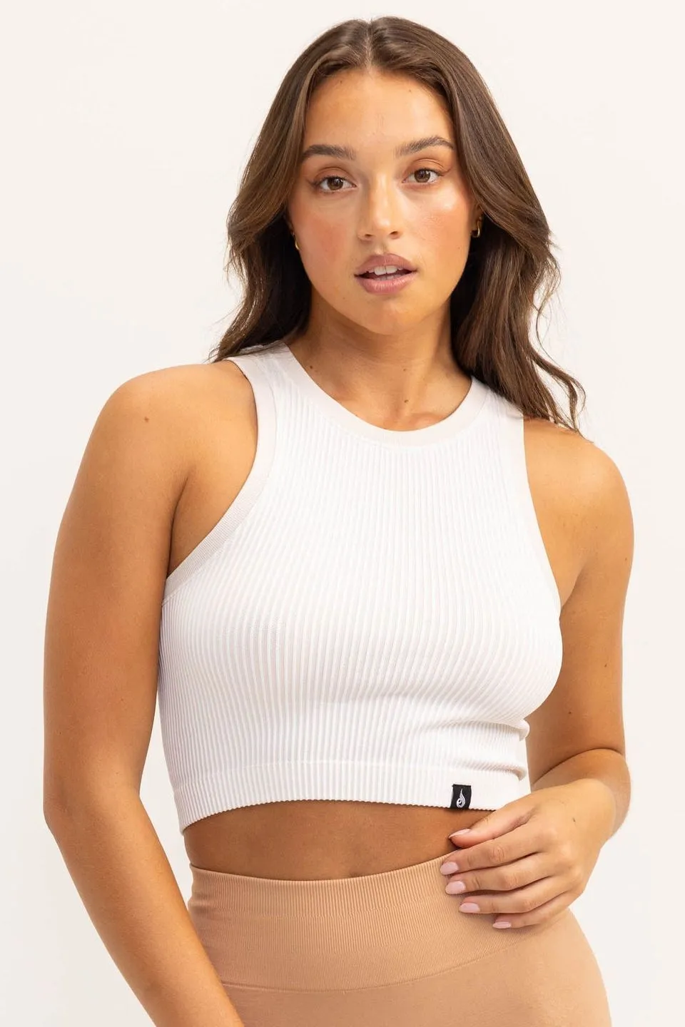 Lift 2.0 Rib Seamless Tank | White/Nude