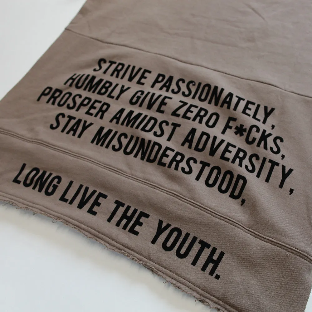 Long Live the Youth Distressed S/S Taupe Sweatshirt