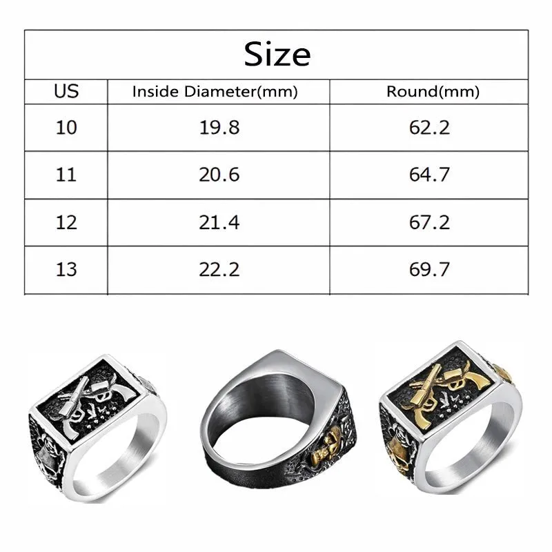 Maturelion Jude Jewelers Stainless Steel Gun Military Milita Army Western Cowboy Signet Style Biker Ring