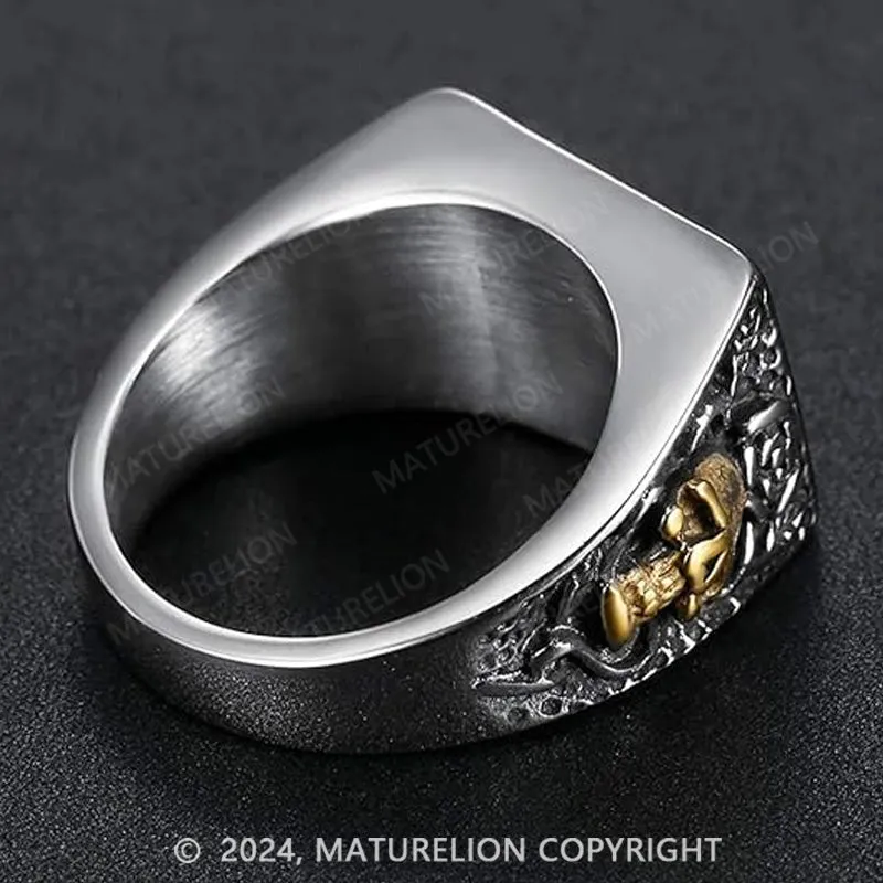 Maturelion Jude Jewelers Stainless Steel Gun Military Milita Army Western Cowboy Signet Style Biker Ring