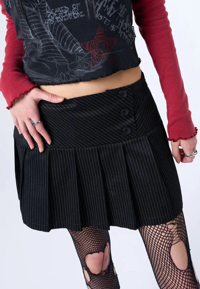Minga London - Romy Pinstripe Pleated Mini Black - Skirt