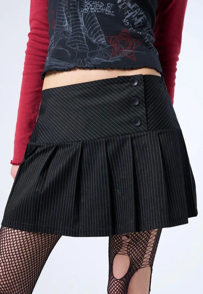 Minga London - Romy Pinstripe Pleated Mini Black - Skirt
