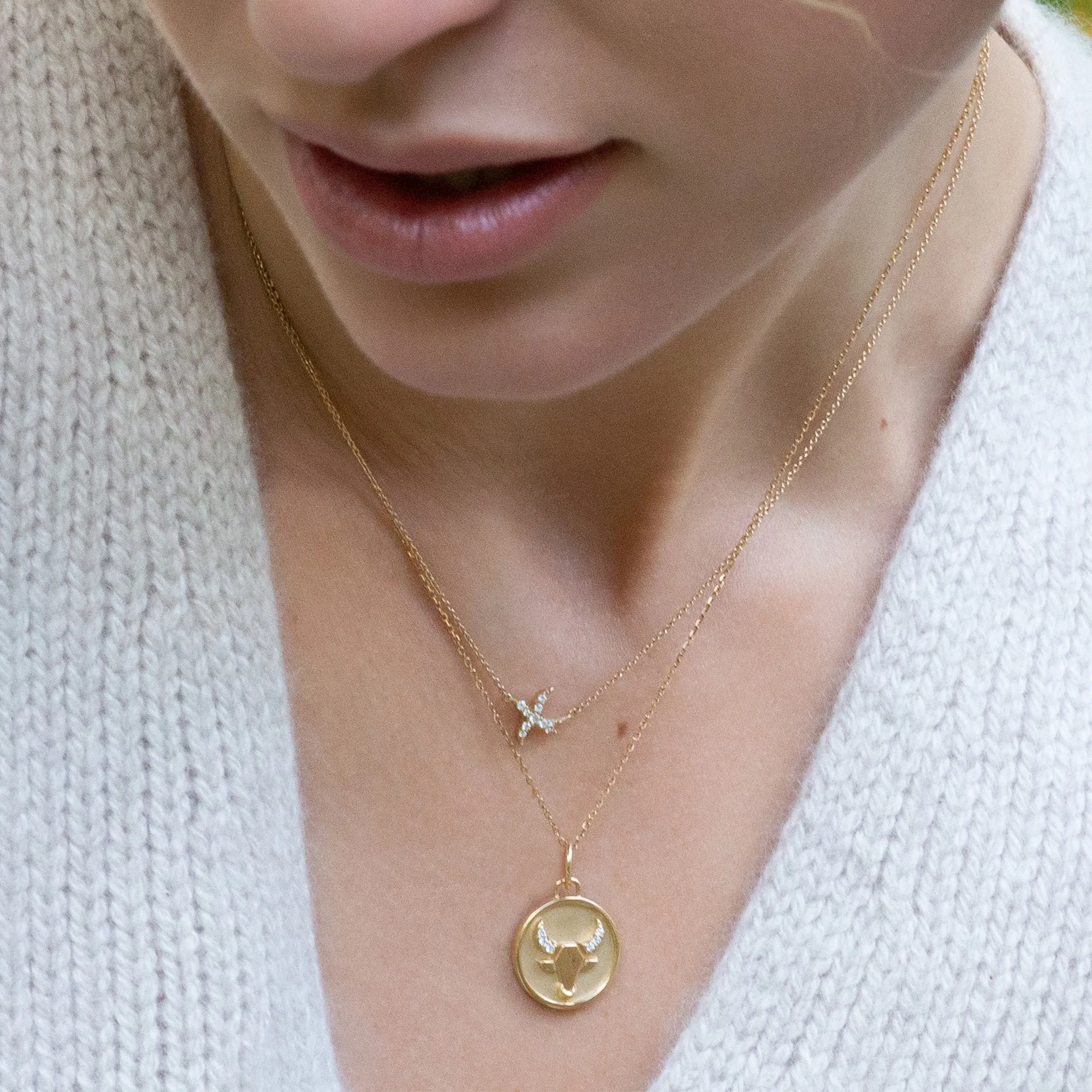 Mini "Taurus" 18K Gold Charm with Diamonds