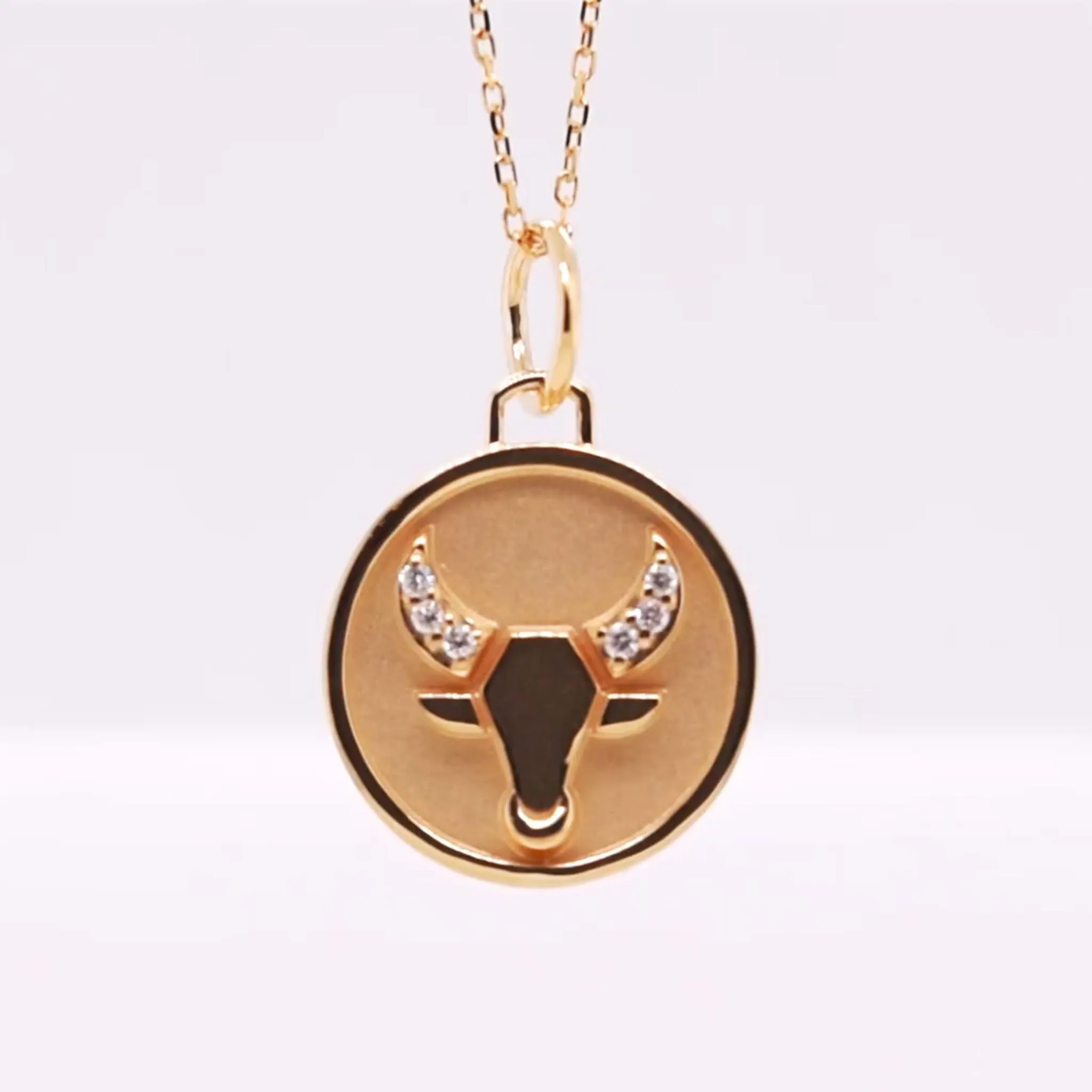 Mini "Taurus" 18K Gold Charm with Diamonds