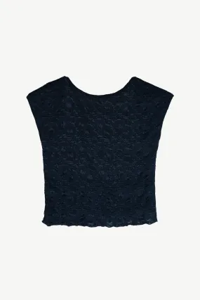 Moonlight Mesh Backless Tee - Black