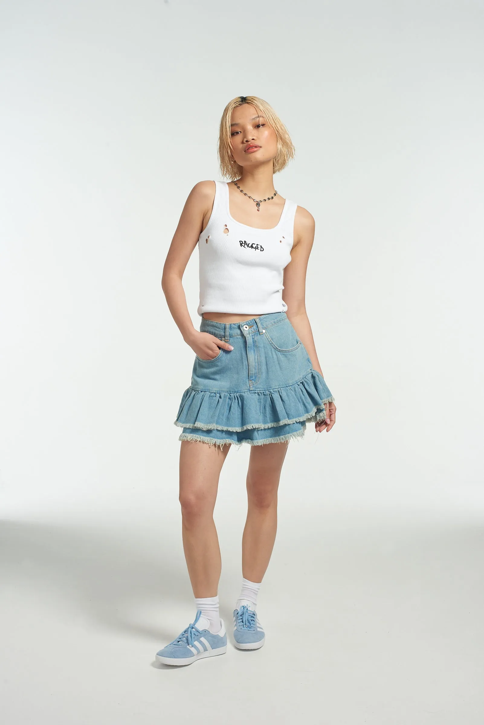 Morticia Mini Skirt Blue