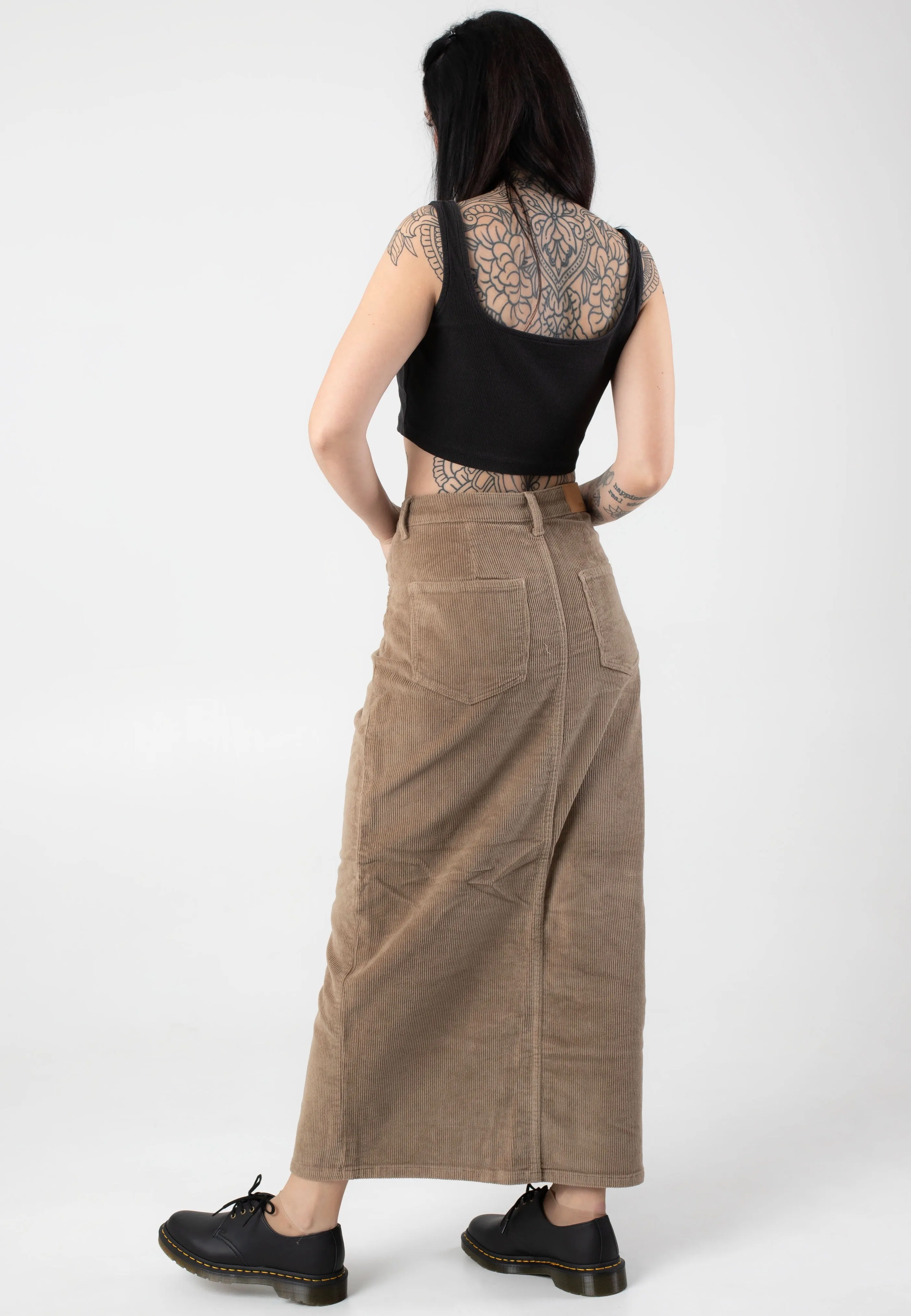 Noisy May - Cord Kath Slit Long Silver Mink - Skirt
