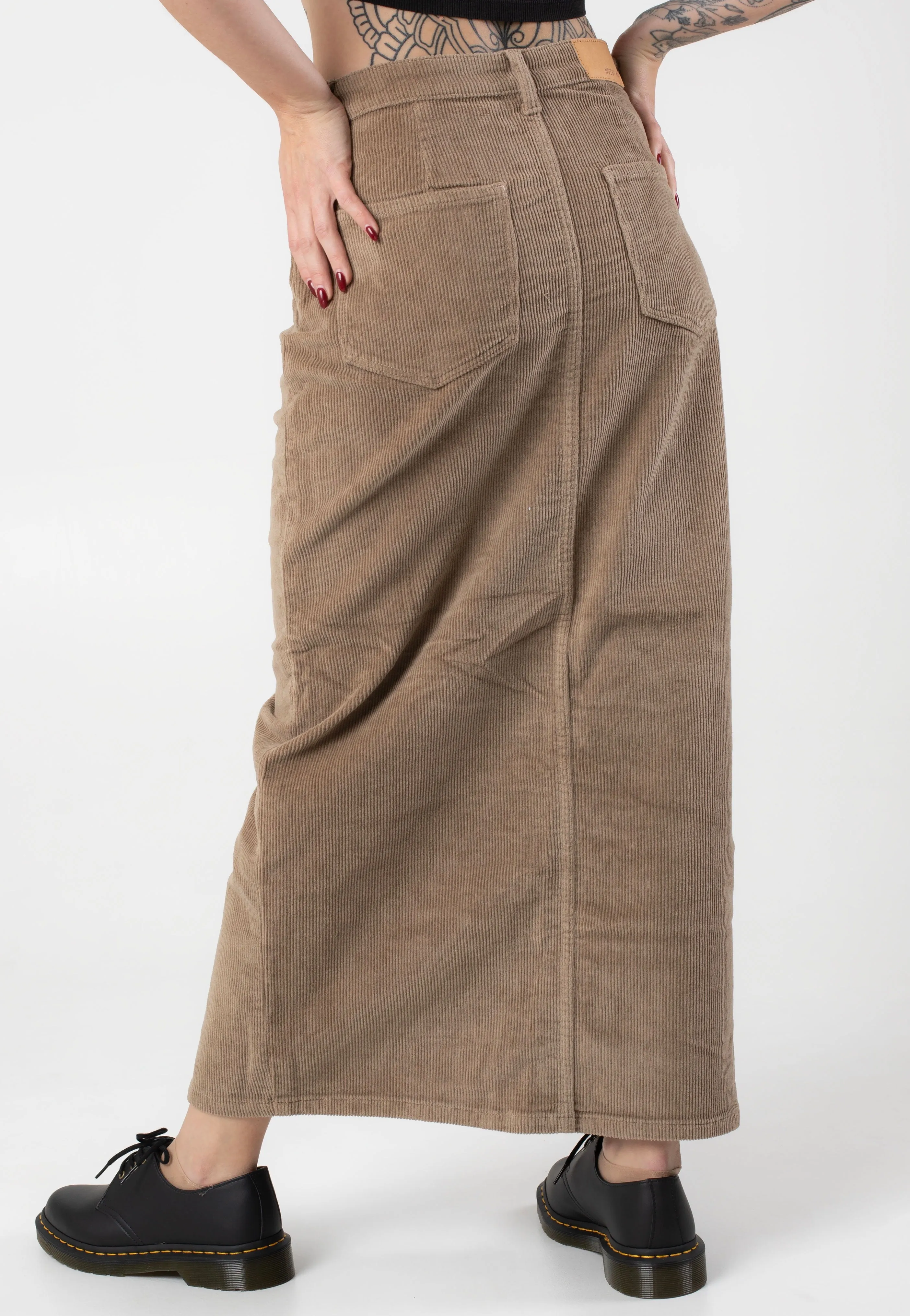 Noisy May - Cord Kath Slit Long Silver Mink - Skirt
