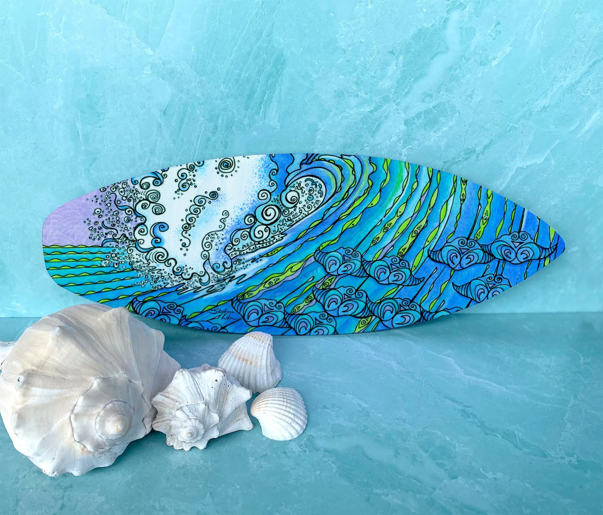 Ocean Life Surfboard Wall Art