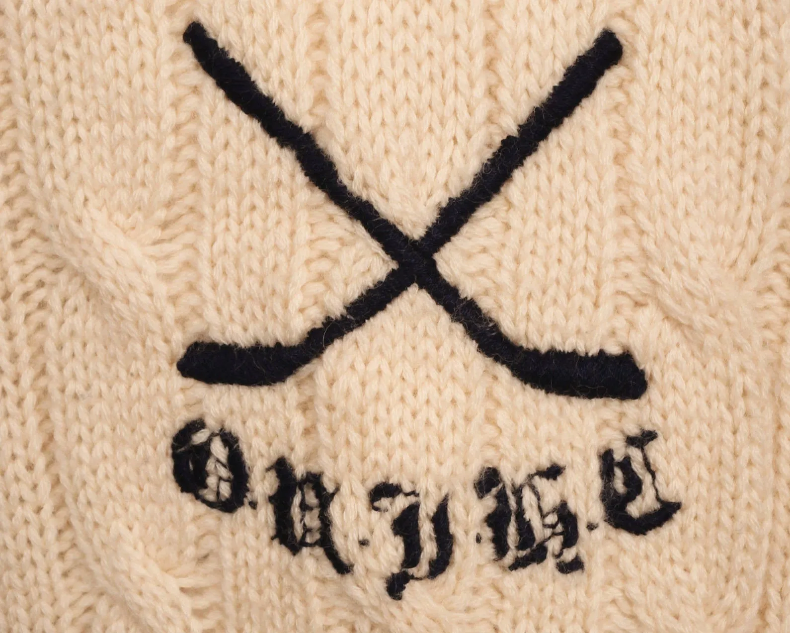 Oxford University Ice Hockey Club Sweater Cricket Style White Pure Wool England Mens Size 44 L