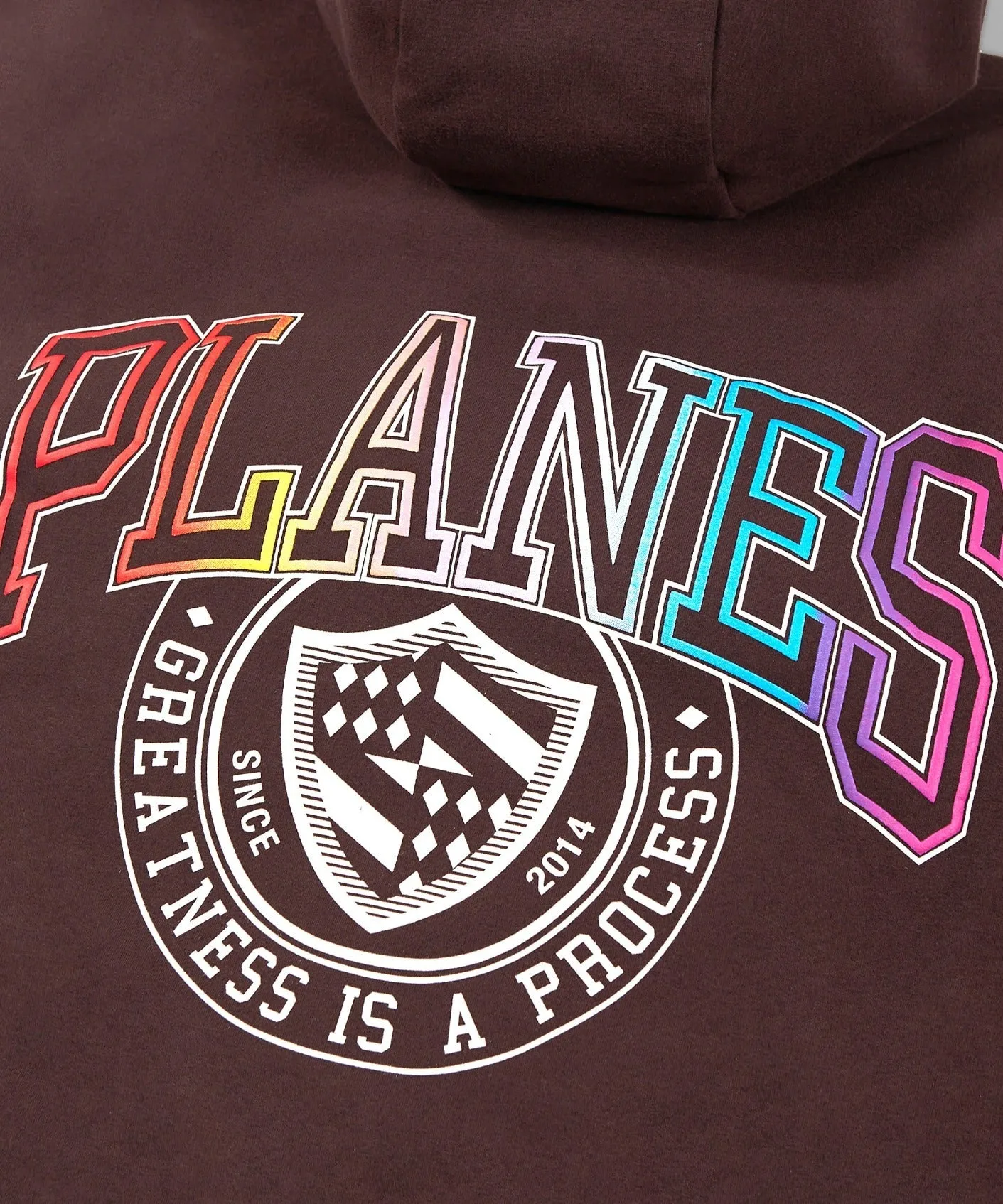 Paper Plane - Collegiate Spectrum Half Zip Drop Shoulder Hoodie - Brown