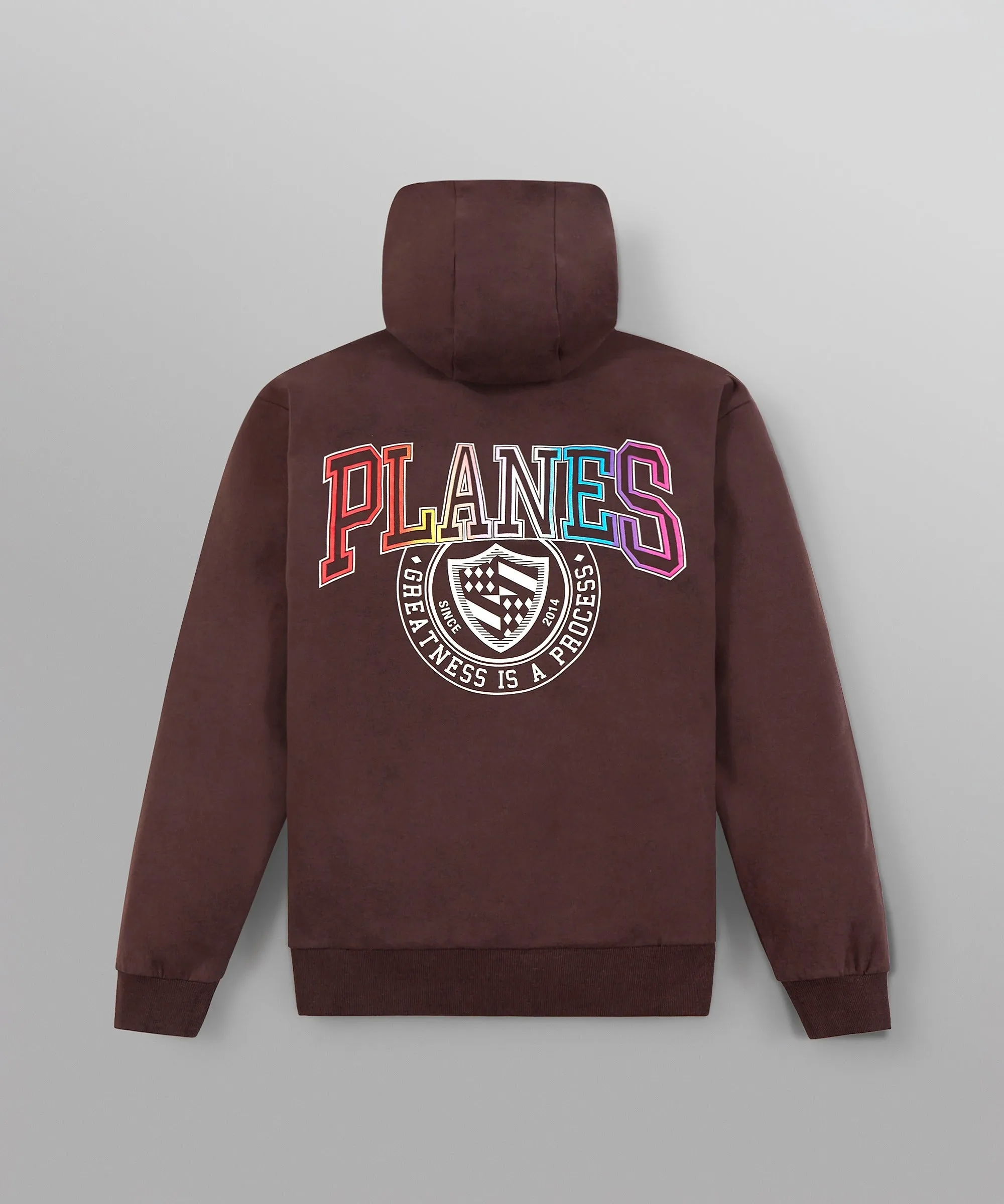 Paper Plane - Collegiate Spectrum Half Zip Drop Shoulder Hoodie - Brown