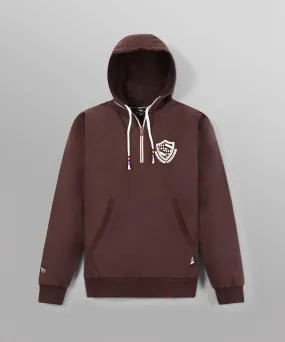Paper Plane - Collegiate Spectrum Half Zip Drop Shoulder Hoodie - Brown