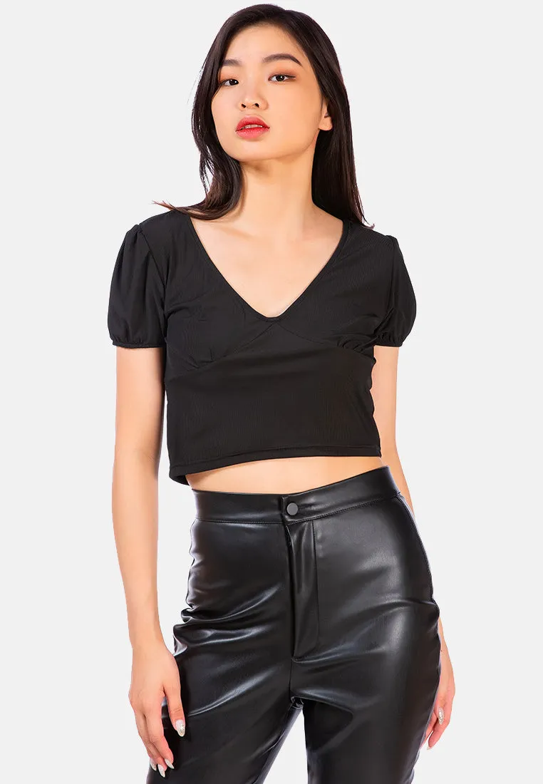 Pleated V Neck Top