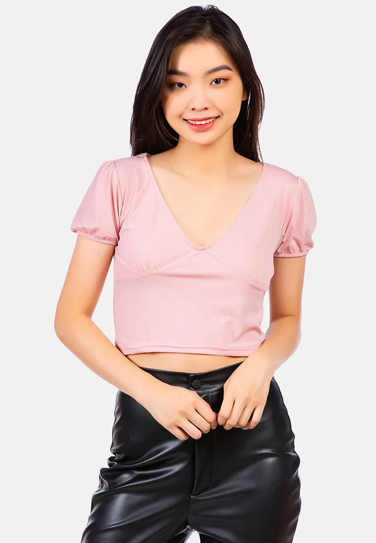 Pleated V Neck Top