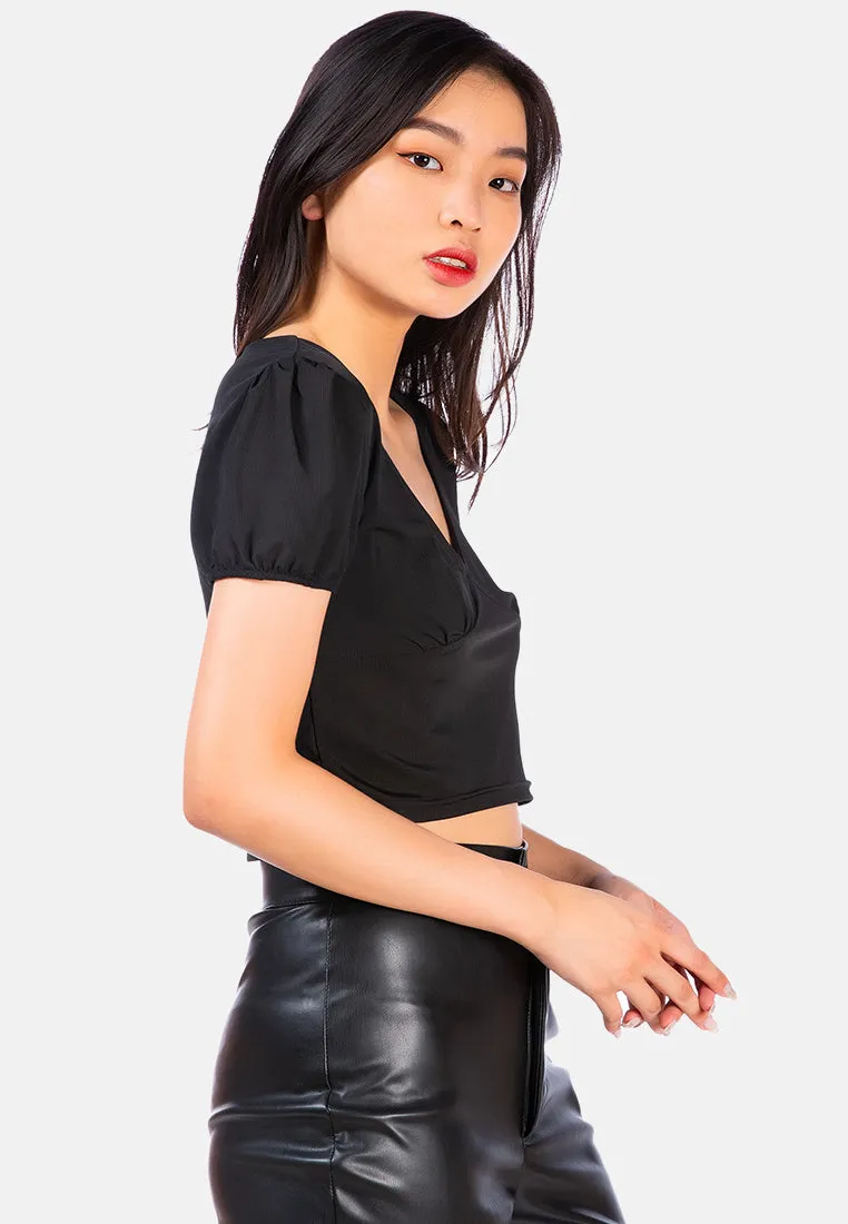 Pleated V Neck Top