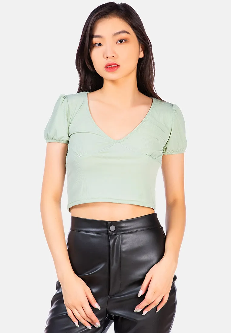 Pleated V Neck Top