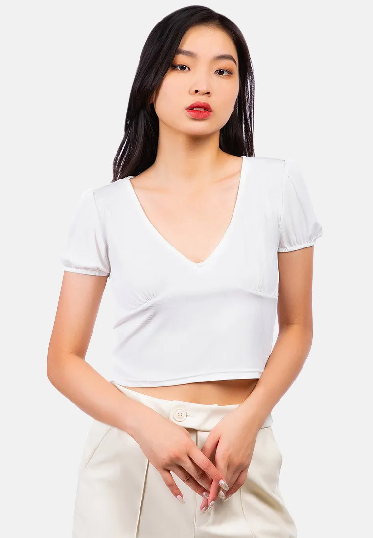 Pleated V Neck Top