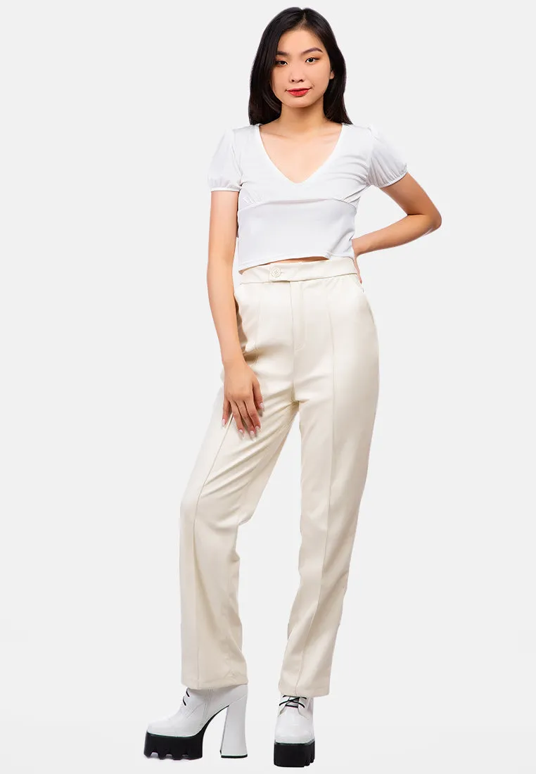 Pleated V Neck Top