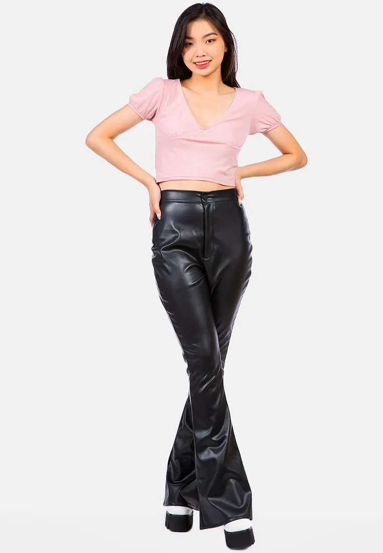 Pleated V Neck Top