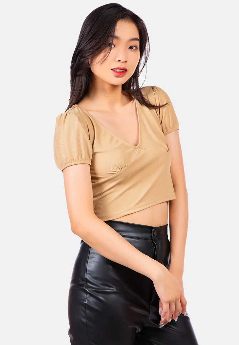 Pleated V Neck Top
