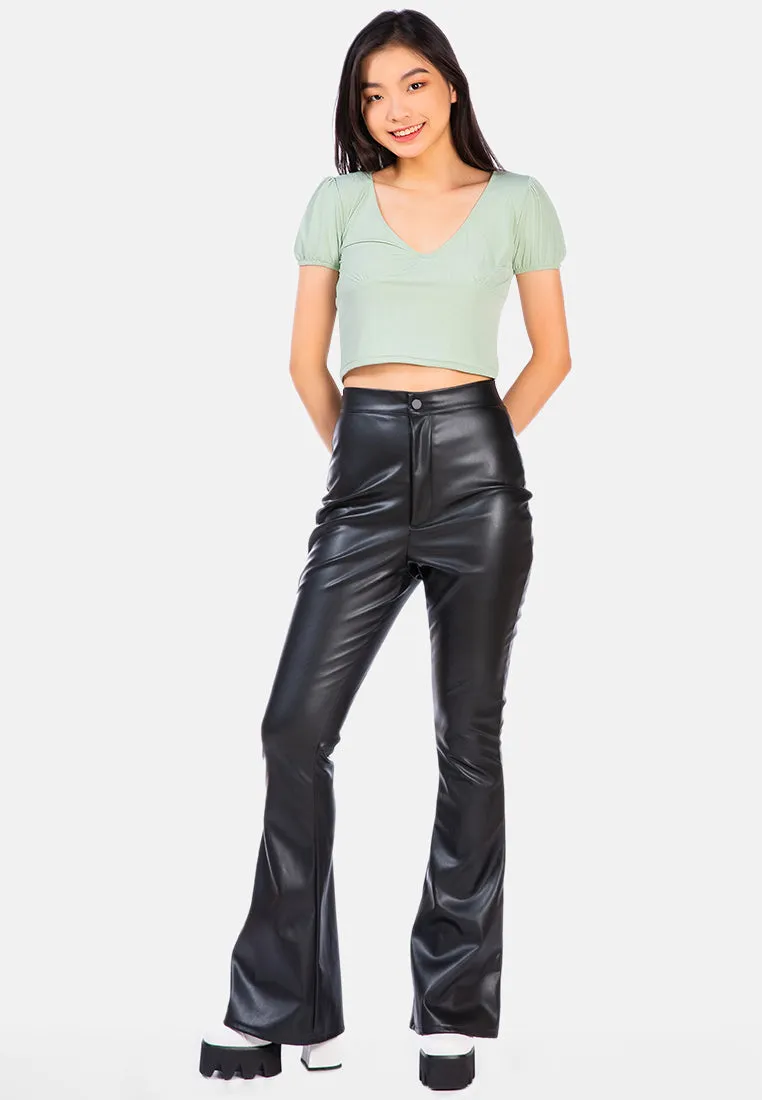 Pleated V Neck Top