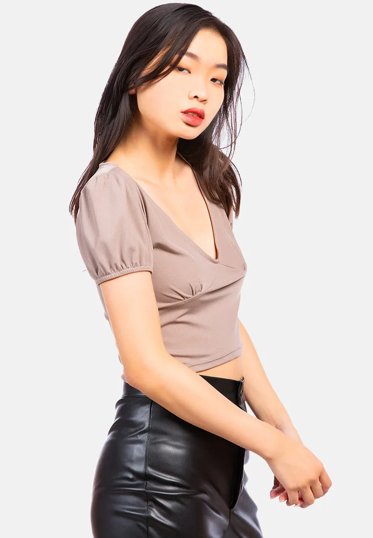 Pleated V Neck Top