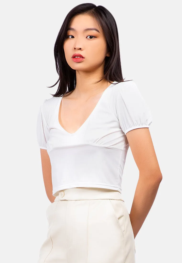 Pleated V Neck Top