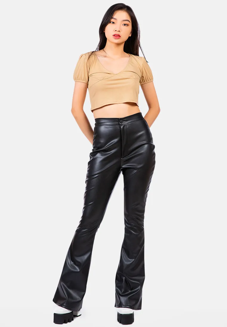 Pleated V Neck Top