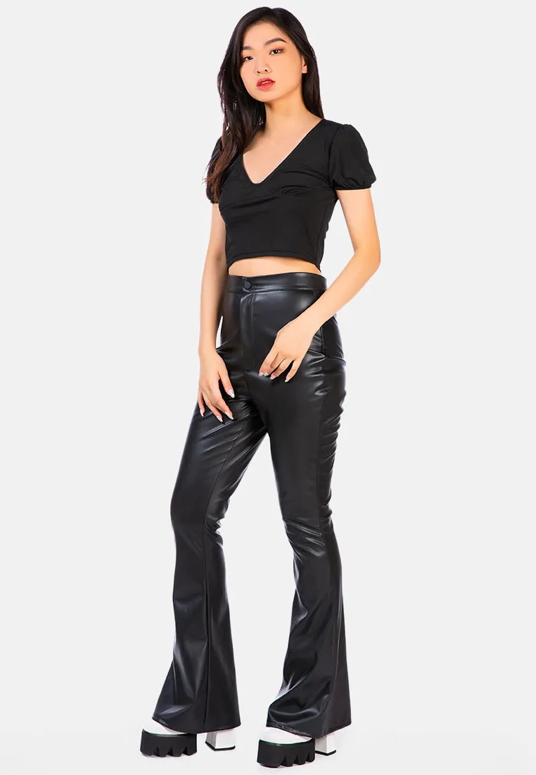 Pleated V Neck Top