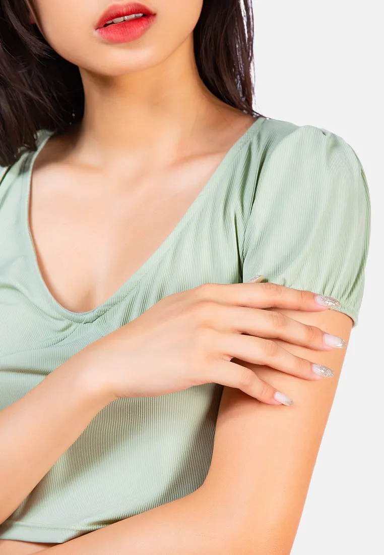 Pleated V Neck Top
