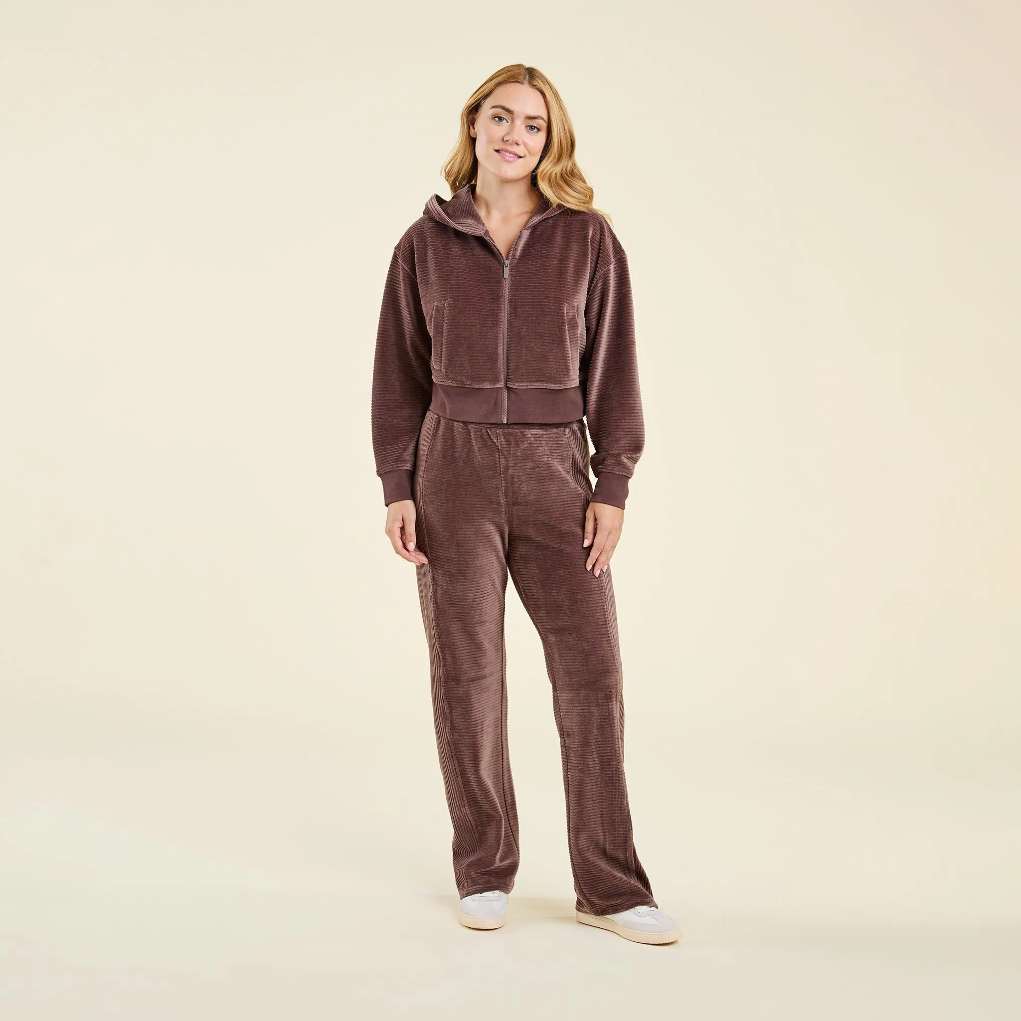 Textured Zip Hoodie | Coffee