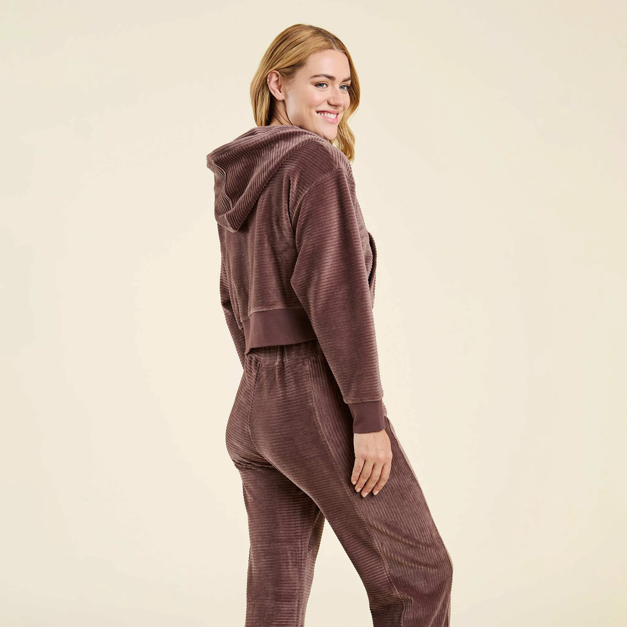 Textured Zip Hoodie | Coffee