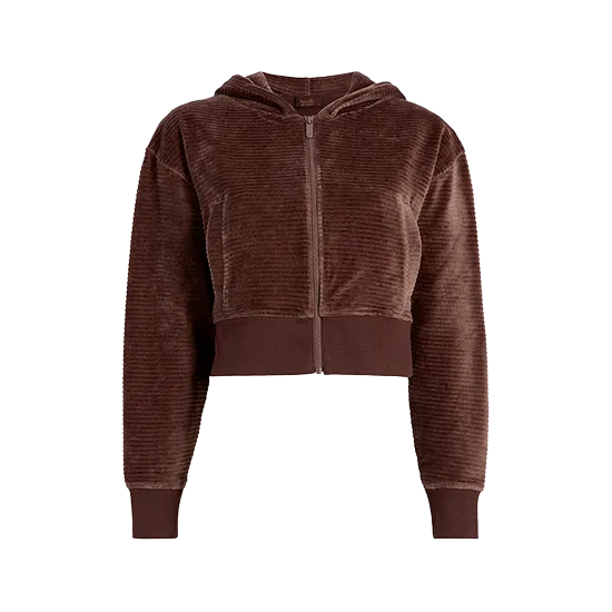 Textured Zip Hoodie | Coffee